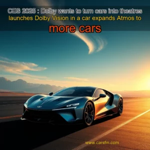 Artistic representation for CES 2025 : Dolby wants to turn cars into theatres launches Dolby Vision in a car expands Atmos to more cars