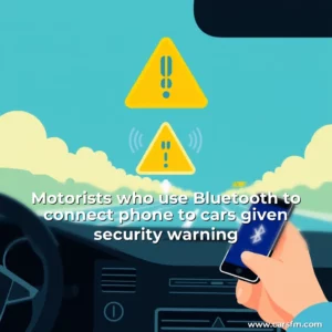 Artistic representation for Motorists who use Bluetooth to connect phone to cars given security warning
