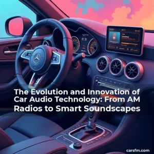Artistic representation for The Evolution and Innovation of Car Audio Technology: From AM Radios to Smart Soundscapes