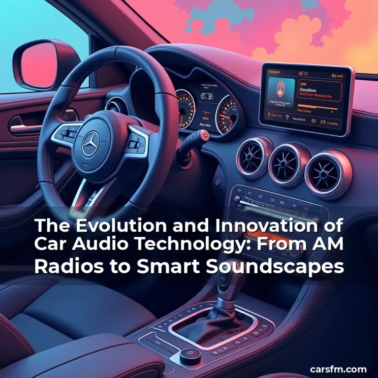 Artistic representation for The Evolution and Innovation of Car Audio Technology: From AM Radios to Smart Soundscapes